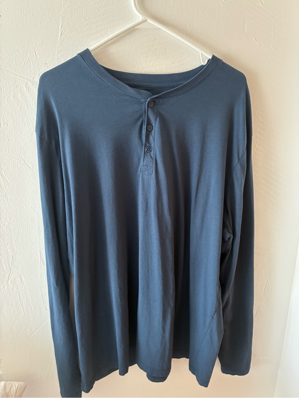 PACT Organic Cotton Men's Long-Sleeve Henley Shirt Navy XL